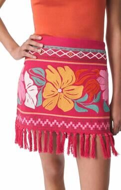 NEW VANESSABRUNO gelato embroidered skirt in rose